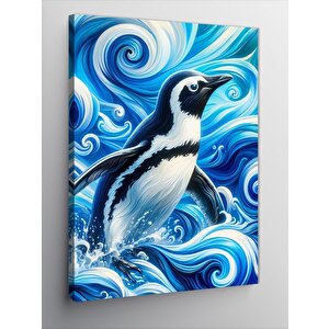 Kanvas Tablo Dalgalarda Penguen 100x140 cm