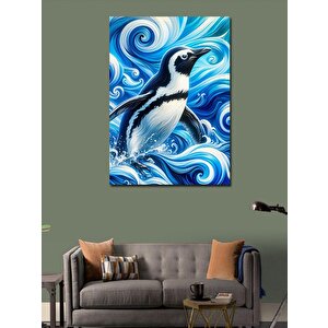 Kanvas Tablo Dalgalarda Penguen 100x140 cm