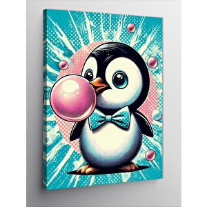 Kanvas Tablo Sakız Çiğneyen Penguen 100x140 cm