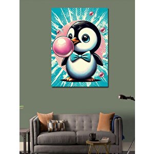 Kanvas Tablo Sakız Çiğneyen Penguen 100x140 cm