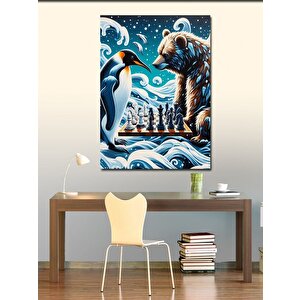 Kanvas Tablo Satranç Oynayan Penguen 70x100 cm