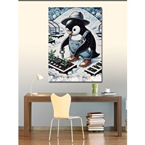 Kanvas Tablo Karlı Bahçivan Penguen 50x70 cm