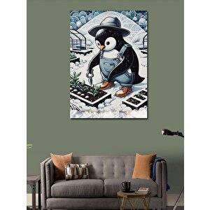 Kanvas Tablo Karlı Bahçivan Penguen 50x70 cm
