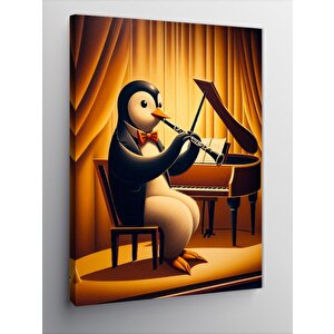 Kanvas Tablo Penguenin Klarnette Yolculuğu 100x140 cm