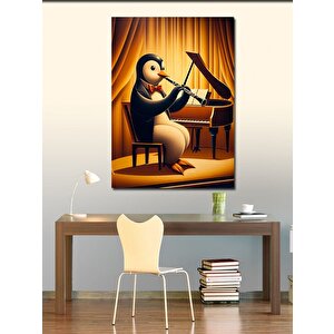 Kanvas Tablo Penguenin Klarnette Yolculuğu 70x100 cm
