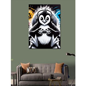 Kanvas Tablo Oyun Oynayan Penguen 50x70 cm