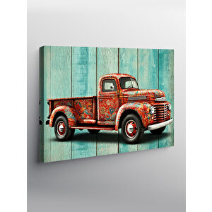 Kanvas Tablo Nostaljik Kırmızı Kamyonet 70x100 cm