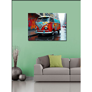Kanvas Tablo Grafitili Volkswagen Minibüs 50x70 cm