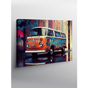 Kanvas Tablo Renkli Retro Minibüs 50x70 cm