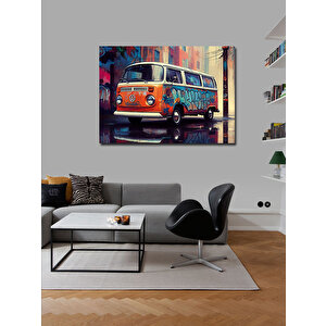 Kanvas Tablo Renkli Retro Minibüs 50x70 cm