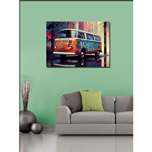 Kanvas Tablo Renkli Retro Minibüs 50x70 cm