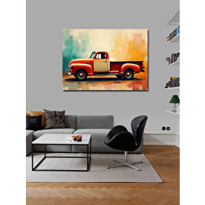 Kanvas Tablo Kırmızı Nostaljik Kamyonet 100x140 cm