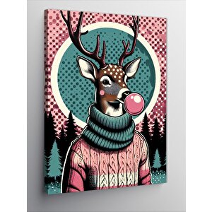 Kanvas Tablo Noel Geyik Modası 70x100 cm