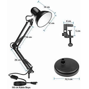 Akrobat Masa Lambası 360° Hareketli Masa Üstü Noas Münih Eskitme Bronz Çalışma Masası Lambası + Led Ampul