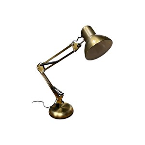Akrobat Masa Lambası 360° Hareketli Masa Üstü Noas Münih Eskitme Bronz Çalışma Masası Lambası + Led Ampul
