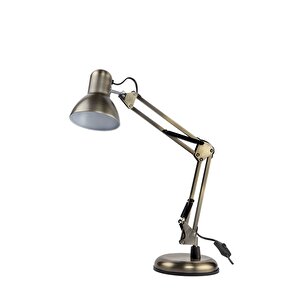Akrobat Masa Lambası 360° Hareketli Masa Üstü Noas Münih Eskitme Bronz Çalışma Masası Lambası + Led Ampul