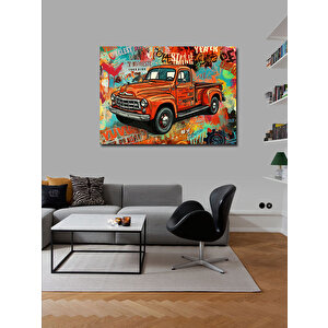 Kanvas Tablo Retro Kamyon Grafiti 100x140 cm