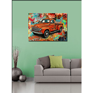 Kanvas Tablo Retro Kamyon Grafiti 100x140 cm