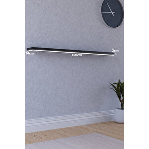 100 Cm Mat Siyah Mdf Uçan Duvar Rafı Gizli Bağlantı Kitaplık