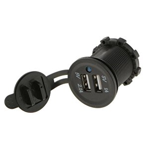 Se-2406 Su Geçirmez Kapaklı 12-24v Çift Usb Tekne Araba Şarj Soketi 2'li 5v/1a - 5v/2.1a Usb Şarj