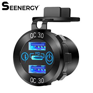 Se-2404 3port Usb Şarj Soketi Karavan Araç Tekne Şarj Cihazı 12-24v Usb Çıkışı Dokunmatik Panel