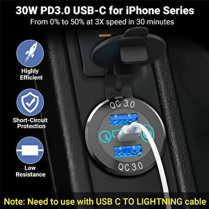 Se-2404 3port Usb Şarj Soketi Karavan Araç Tekne Şarj Cihazı 12-24v Usb Çıkışı Dokunmatik Panel