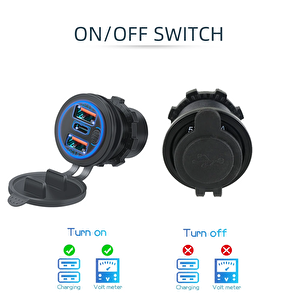 Se-2404 3port Usb Şarj Soketi Karavan Araç Tekne Şarj Cihazı 12-24v Usb Çıkışı Dokunmatik Panel