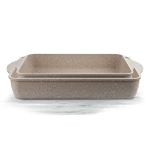 | Çok Amaçlı Kare Tepsi Set | 2 Parça | 30 Cm-35 Cm | Vizon