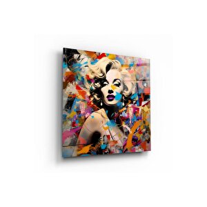 Marilyn Monroe Portresi Cam Tablo | Hediyelik, Dekoratif, Ofis, Mutfak 100x100 cm