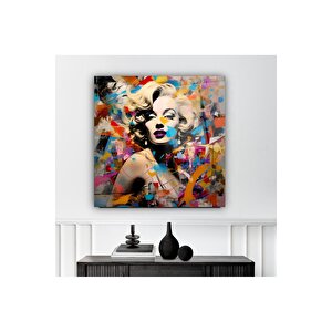 Marilyn Monroe Portresi Cam Tablo | Hediyelik, Dekoratif, Ofis, Mutfak 100x100 cm