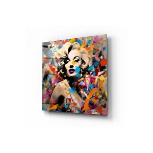 Marilyn Monroe Portresi Cam Tablo | Hediyelik, Dekoratif, Ofis, Mutfak 30x30 cm