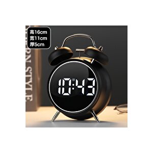 Fonksiyonel Yuvarlak Led Dijital Masa Saati, Siyah, 16x11 Siyah
