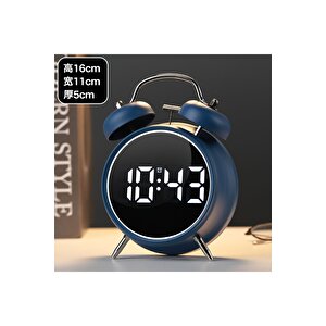 Fonksiyonel Yuvarlak Leddijital Masa Saati, Mavi, 16x11 Mavi