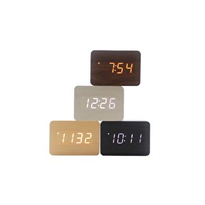 Fonksiyonel Dikdörtgen Led Dijital Masa Saati, Krem, 10x7 Krem
