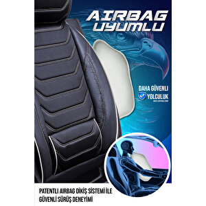 Citroen C3 Air Cros Lüx Deri Oto Koltuk Kılıfı Ön Arka Takım Set Eagle Si̇yah Beyaz