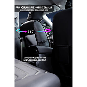 Renault Modus Lüx Deri Oto Koltuk Kılıfı Ön Arka Takım Set Eagle Si̇yah Beyaz