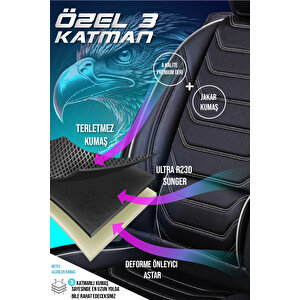 Alfa Romeo 164 Lüx Deri Oto Koltuk Kılıfı Ön Arka Takım Set Eagle Si̇yah Beyaz