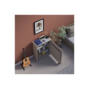 Çalışma Odası Fonksiyonel Kitaplık + Katlanır Masa Md002 Kül Gri
