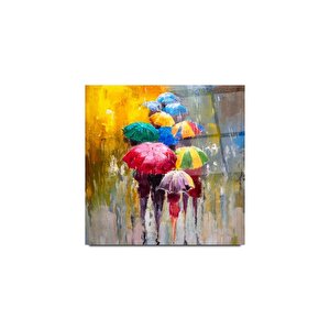Renkli Şemsiyeler Cam Tablo | Hediyelik, Dekoratif, Ofis, Mutfak 30x30 cm