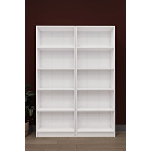Modern 10 Raflı Ev Ofis Kütüphane Kitaplık %100 MDF Dekoratif Kitaplık K003 Beyaz