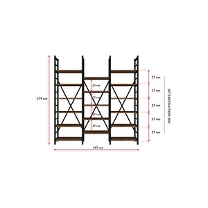 6 Rafli Metal Ki̇taplik Üç Modül