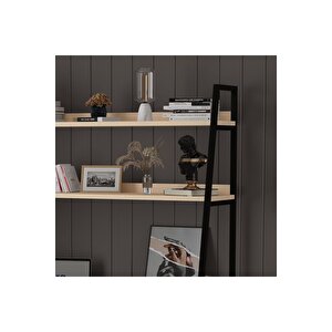 Metal Ki̇taplikli Çalişma Masasi Akçaağaç