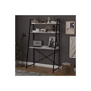 Metal Ki̇taplikli Çalişma Masasi Kül Gri