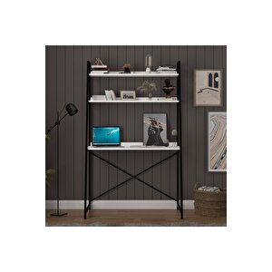 Metal Ki̇taplikli Çalişma Masasi Beyaz