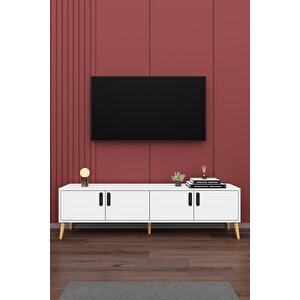 Asra Trend MDF Beyaz TV Ünitesi - 160 cm, Şık & Modern Tasarım TV Sehpası, T-01