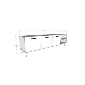 Tv Ünitesi Safir Meşe & Beyaz T-19
