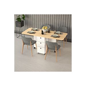 Asra Trend %100 MDFLAM Katlanır Mutfak Masası Akça Ağaç KM-09 Akçaağaç