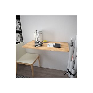 Dmm-02 Duvara Monte Masa Çalışma Yemek Masası Duvardan Açılan Montaj Monteli Masa Safir Meşe