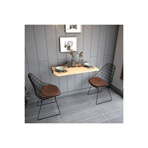 Dmm-02 Duvara Monte Masa Çalışma Yemek Masası Duvardan Açılan Montaj Monteli Masa Safir Meşe