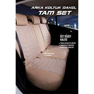 Seat İbiza Eski̇ Lüx Deri Oto Koltuk Kılıfı Ön Arka Takım Set Eagle Bej Bej